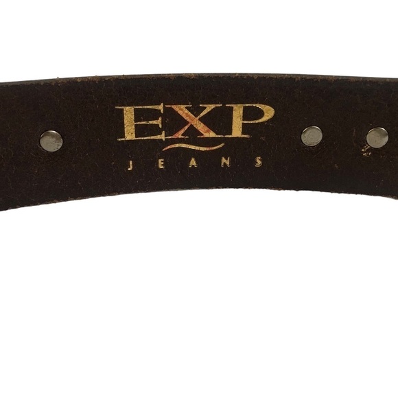 Women’s Dark Brown Leather Belt Flower Buckle Size Medium - Picture 3 of 13